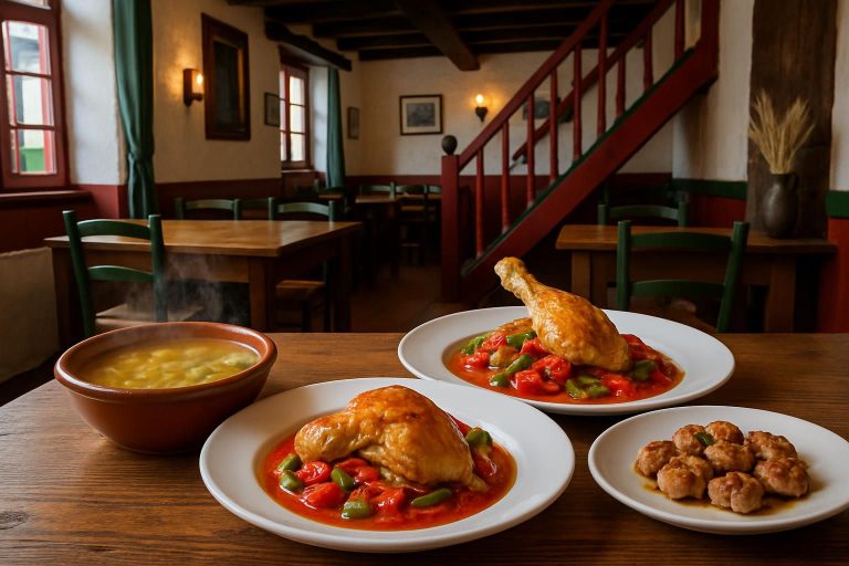 depuis plus de 60 ans, l’auberge basque vous invite à découvrir les saveurs authentiques du pays basque avec des plats traditionnels tels que la garbure, le poulet basquaise et les ris de veau.