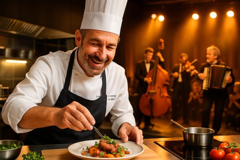découvrez thierry beglio, chef d'exception qui sublime la gastronomie locale en un véritable spectacle vivant alliant saveurs et créativité sur scène.