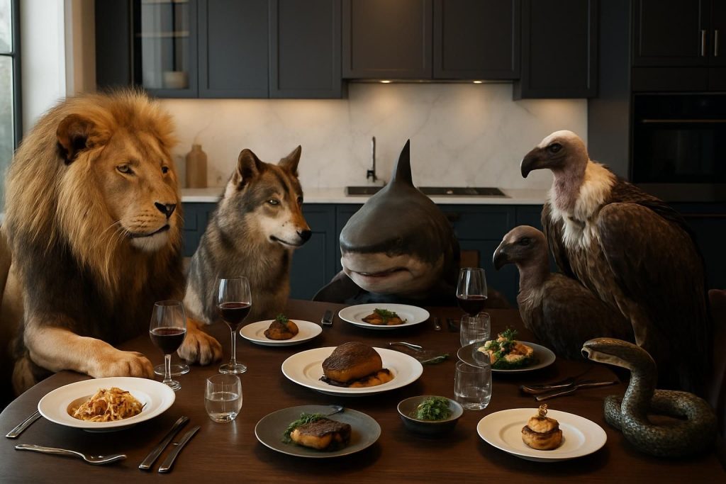 découvrez comment la cuisine se transforme en un véritable jeu de pouvoir dans 'à table avec les prédateurs', une exploration captivante des enjeux et stratégies autour du repas.