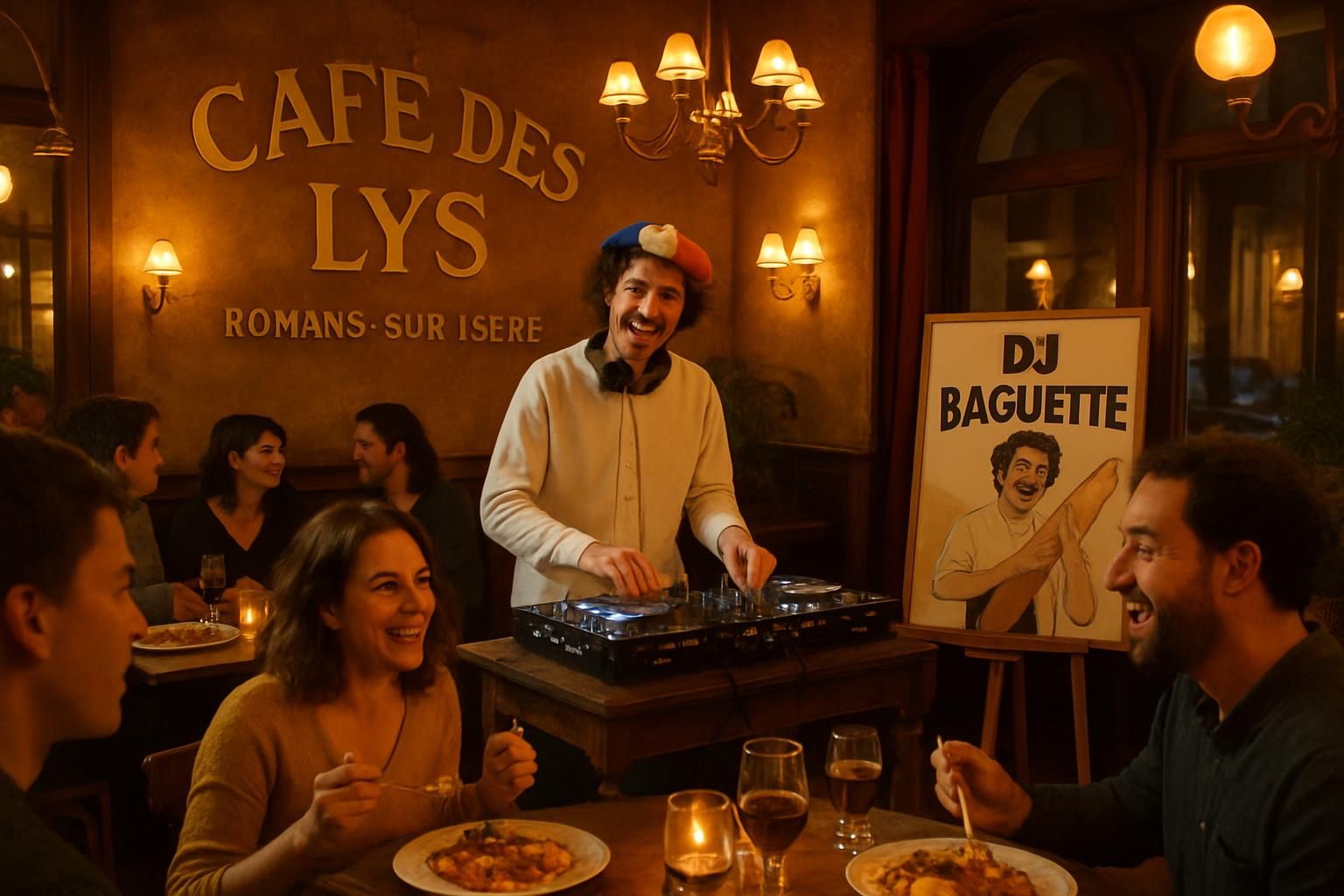 vivez une soirée unique à romans-sur-isère avec dj baguette au café des lys, où les rythmes envoûtants rencontrent des saveurs gourmandes pour une expérience inoubliable.
