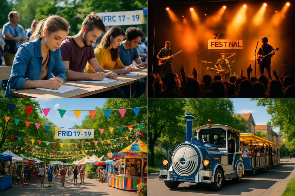 participez à un week-end festif du vendredi 17 au dimanche 19 avril avec concours, concerts, festivals et balades en petit train pour toute la famille.