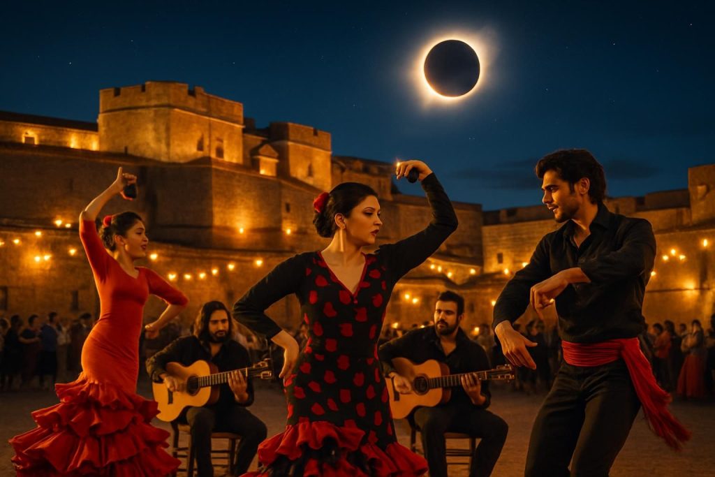 vivez une nuit magique au fort de bellegarde avec une soirée espagnole animée et un spectacle unique de l’éclipse solaire au perthus. un événement à ne pas manquer !